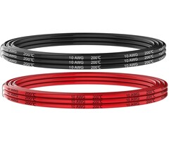 WIRE-10G-20FT - Haerkn - Electrical Wire 10 AWG 10 Gauge Silicone Wire Hook Up Wire Cables 20 Feet [10 ft Black and 10 ft Red] Soft and Flexible 1050 Strands 0.08 mm of Tinned Copper Wire High Temperature Resistance