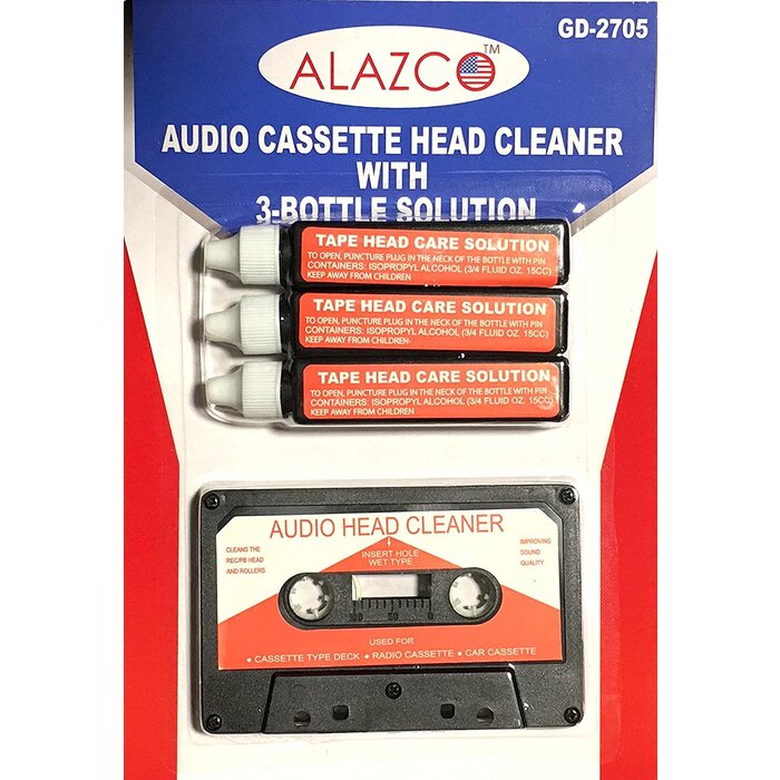 GD-2705 - Alazco Audio Tape Cassette Head Cleaner w/ 3 Cleaning Fluids Care Wet Maintenance Kit