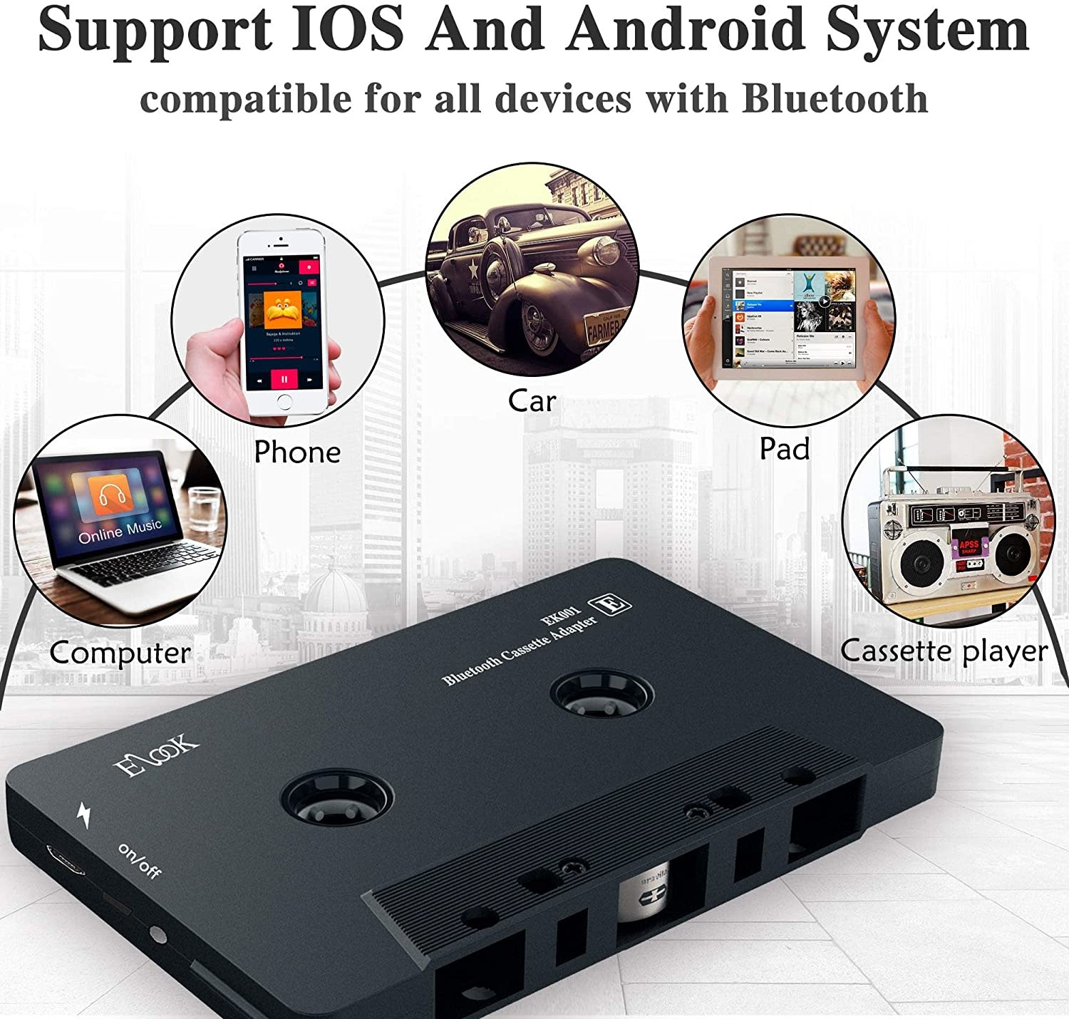 Adaptateur Cassette Bluetooth Adaptateur AUX Cassette Bluetooth 5.0 Plug  And