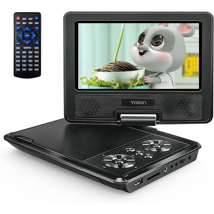 YD075 - YOTON 9.5" Portable DVD Player for Kids and Car, 7.5" Swivel HD Screen with 4-6 Hours Built-in Battery, Support Sync Screen to TV, Support SD Card/USB/Multiple Disc Formats