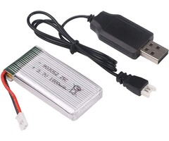 2-PIN-BATT-CHRG-COMBO - FancyWhoop 3.7V 1800mah Lipo Battery 25C XH2.54 Plug with USB Charger for RC Quadcopter Drone