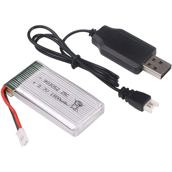 2-PIN-BATT-CHRG-COMBO - FancyWhoop 3.7V 1800mah Lipo Battery 25C XH2.54 Plug with USB Charger for RC Quadcopter Drone