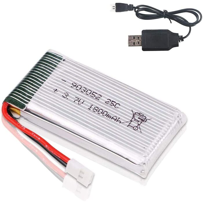2-PIN-BATT-CHRG-COMBO - FancyWhoop 3.7V 1800mah Lipo Battery 25C XH2.54 Plug with USB Charger for RC Quadcopter Drone