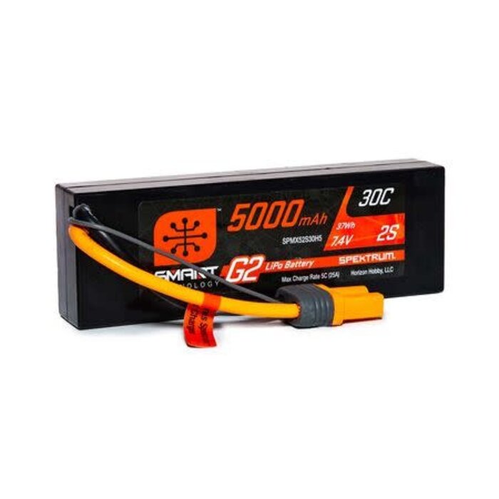 SPEKTRUM SPMX52S30H5 - 5000mAh 2S 7.4V Smart G2 LiPo 30C Hard Case; IC5