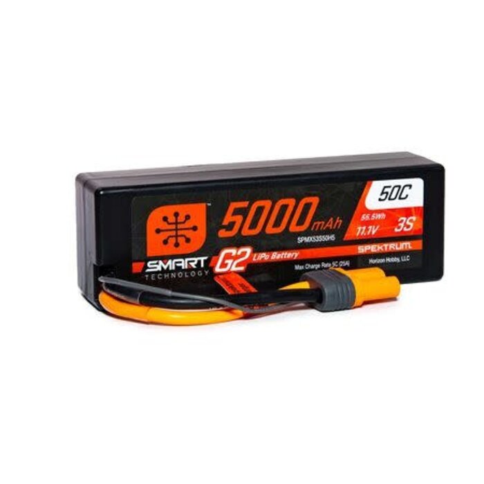 SPEKTRUM SPMX53S50H5 - 5000mAh 3S 11.1V Smart G2 LiPo 50C Hard Case; IC5