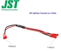 E-outstanding RED-JST-SPLITTER - E-outstanding JST Plug Splitter JST 1 Male to 2 Male Connector Y Cable RCY Plug, Red and Black