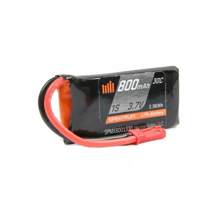 SPEKTRUM SPMX8001S30 - 800mAh 1S 3.7V 30C LiPo Battery; JST