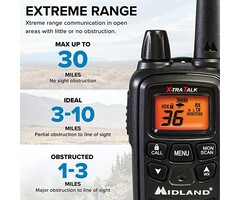 Midland - LXT600VP3, 36 Channel FRS Two-Way Radio - Up to 30 Mile Range Walkie Talkie, 121 Privacy Codes, NOAA Weather Scan + Alert