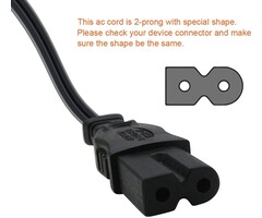 6FT-POW - POWSEED 6Ft 2 Prong Polarized AC Wall Power Cable Cord Plug for Sony PlayStation 1 2 PS1 PS2, Vizio Sharp Sanyo Emerson TV, Arris Router Modem, Bose Companion 3 5 Multimedia Speaker System