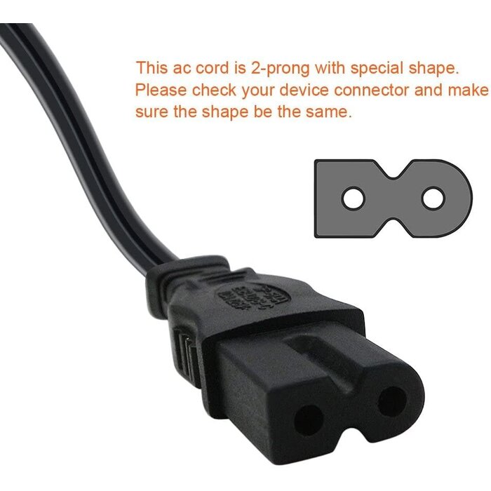 6FT-POW - POWSEED 6Ft 2 Prong Polarized AC Wall Power Cable Cord Plug for Sony PlayStation 1 2 PS1 PS2, Vizio Sharp Sanyo Emerson TV, Arris Router Modem, Bose Companion 3 5 Multimedia Speaker System