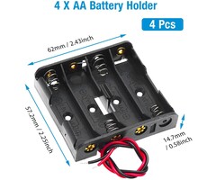 AA-4 - QTEATAK - 4 x AA Thicken Battery Holder with I Type Wired Battery Clip Standard Snap Connector