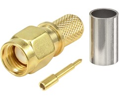SMA-CRIMP-M - Bingfu MA Male Crimp Solder Attachment 50 Ohm Gold Plated Copper Connector Compatible with RG58 RG303 RG141 RG142 RG400 Low Loss 195 Coaxial Coax Jumper Cable