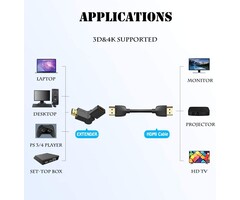 HDMI Male to Female Swivel Adapter 90 180 270 360 Degree Angle Adjustable,HDMI Cable Rotatable Extension Connector Gold-Plated Support 3D & 4K