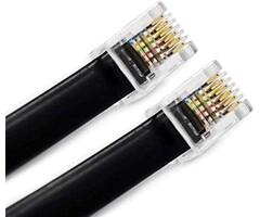 6 Feet Black RJ12 6P6C Straight Wired Cable