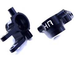HOT RACING HRASLF2101 - Black Aluminum Front Knuckles (Pair), for Traxxas Slash 4x4
