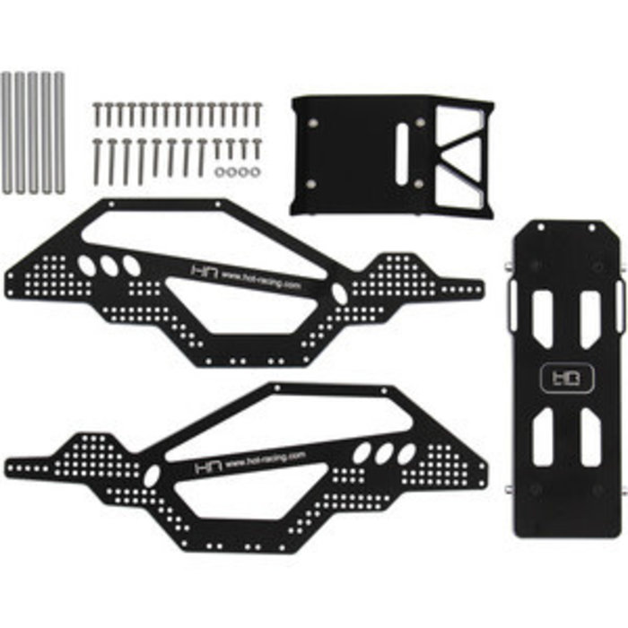 HOT RACING HRASXTF14RR01 - Aluminum Rock Racer Conversion Chassis, Black, for SCX24