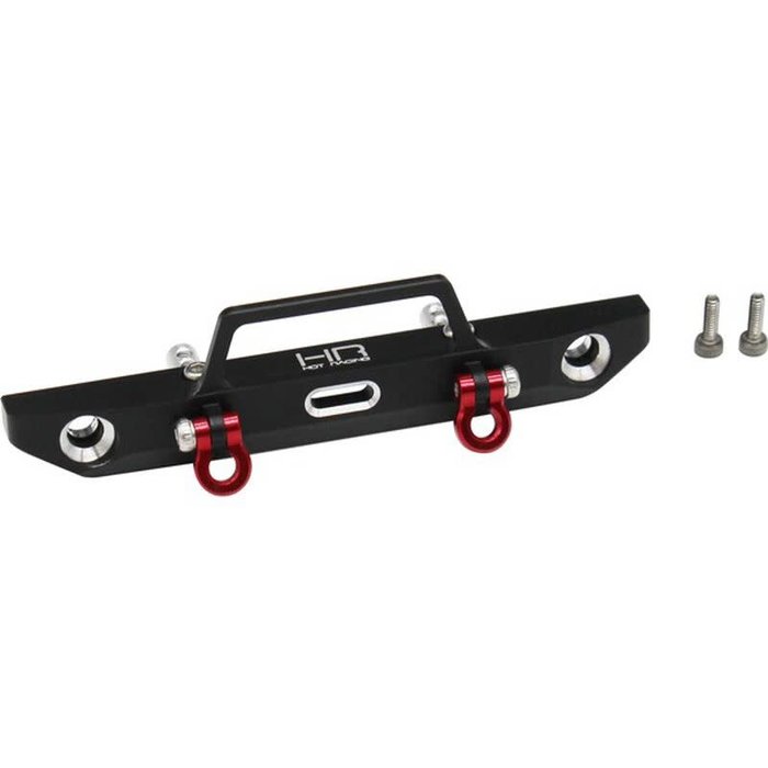 HOT RACING HRASXTF03CM01 - Aluminum Front Bumper w/Fairlead and Light Buckets, for Axial SCX24