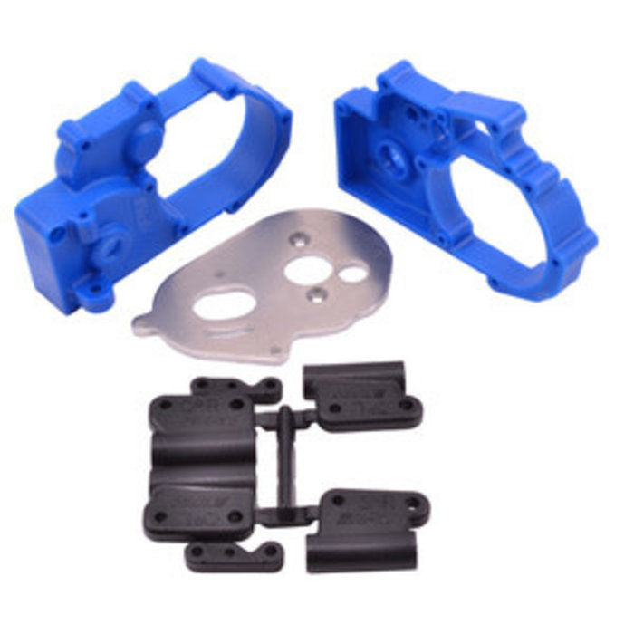 RPM RPM73615 - HYBRID GEARBOX HOUSING & REAR MOUNTS (BLUE) - TRAXXAS 2WD