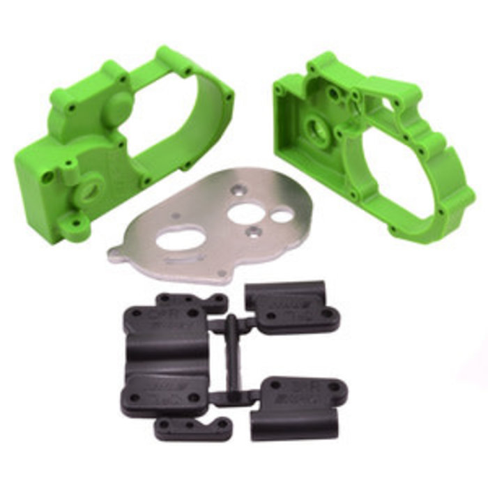 RPM RPM73614 - HYBRID GEARBOX HOUSING & REAR MOUNTS (GREEN) - TRAXXAS 2WD