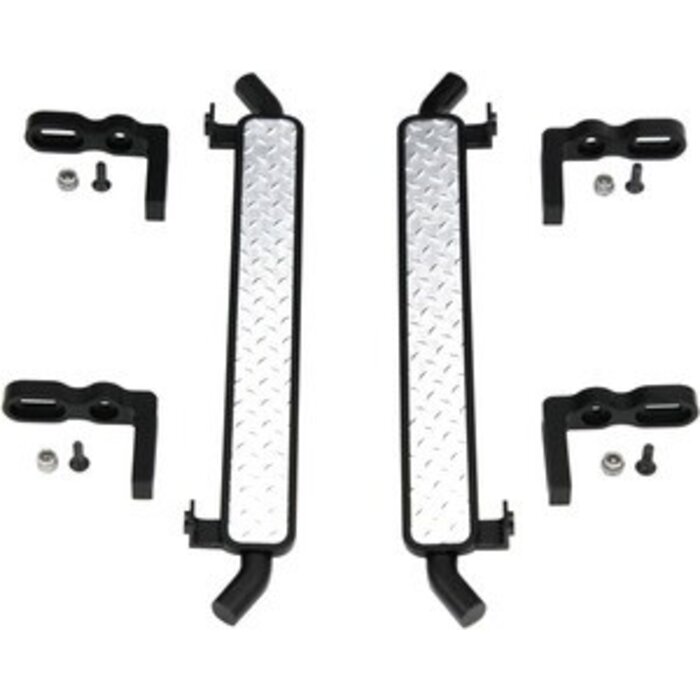 HOT RACING TRXF33DP01 - Aluminum Diamond Rock Rail Side Step (2pcs), for Traxxas TRX-4