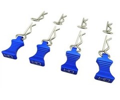 HOT RACING HRAAC03EZ06 - 1/10 Blue Aluminum EZ Pulls (4pcs) and Body Clips (8pcs)