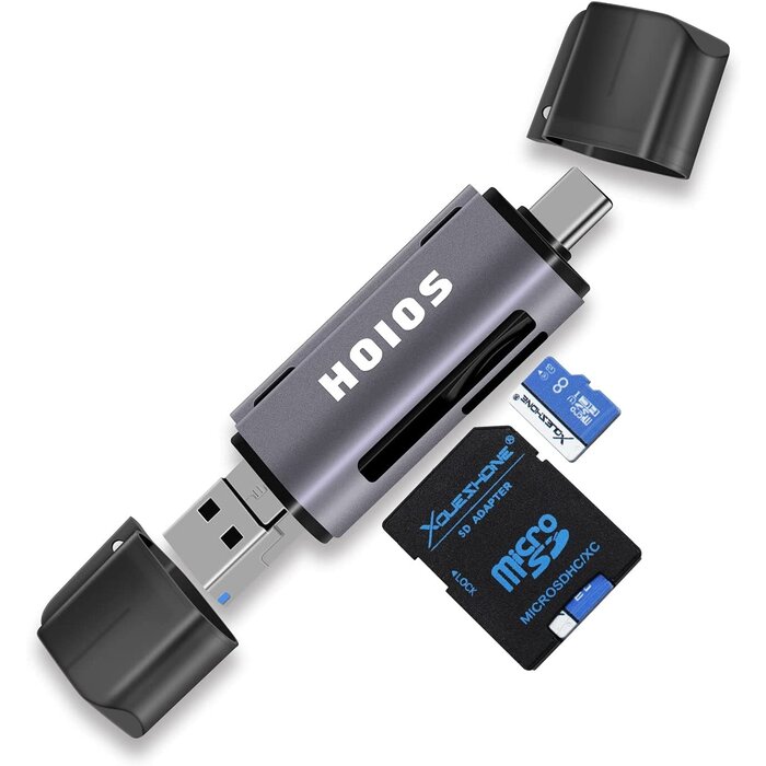 HOIOS SD Card Reader USB-C, 3-in-1 Memory Card Reader