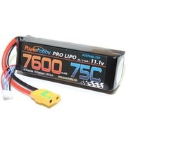Power Hobby 7600mAh 11.1V 3S 75C LiPo Battery with Hardwired XT90 Connector