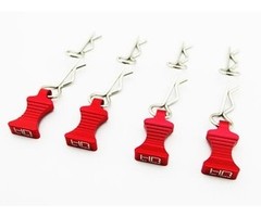 HOT RACING 1/10 Red Aluminum EZ Pulls (4pcs), Body Clips (8pcs)