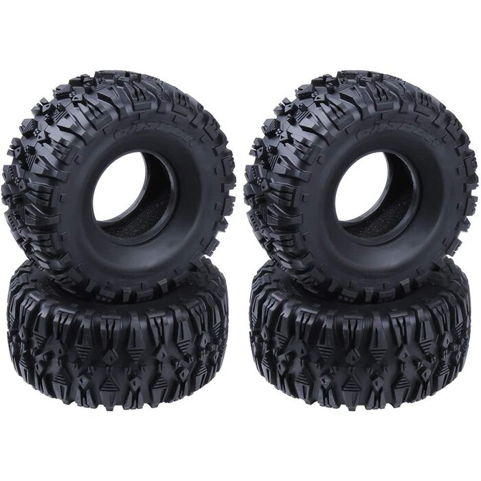 HobbyPark - 2.2" Tires w/Foam Fit Beadlock Wheel Rims for 1/10 RC Rock Crawler Climbing Car TRX4 SCX10 D90 Tyres (4-Pack) (Type 1)