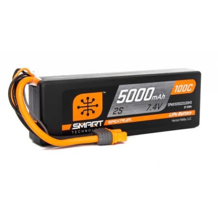 SPEKTRUM SPMX50002S100H3 - 5000mAh 2S 7.4V 100C Smart LiPo Hardcase; IC3