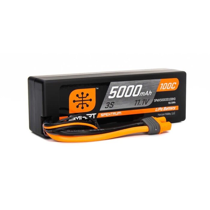 SPEKTRUM SPMX50003S100H3 - 5000mAh 3S 11.1V 100C Smart LiPo Hardcase; IC3