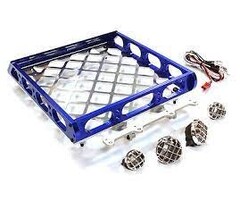 INTEGY C26596BLUE - Realistic 1/10 Scale Alloy Luggage Tray  with 4 LED  Spot Light Set LG BLUE
