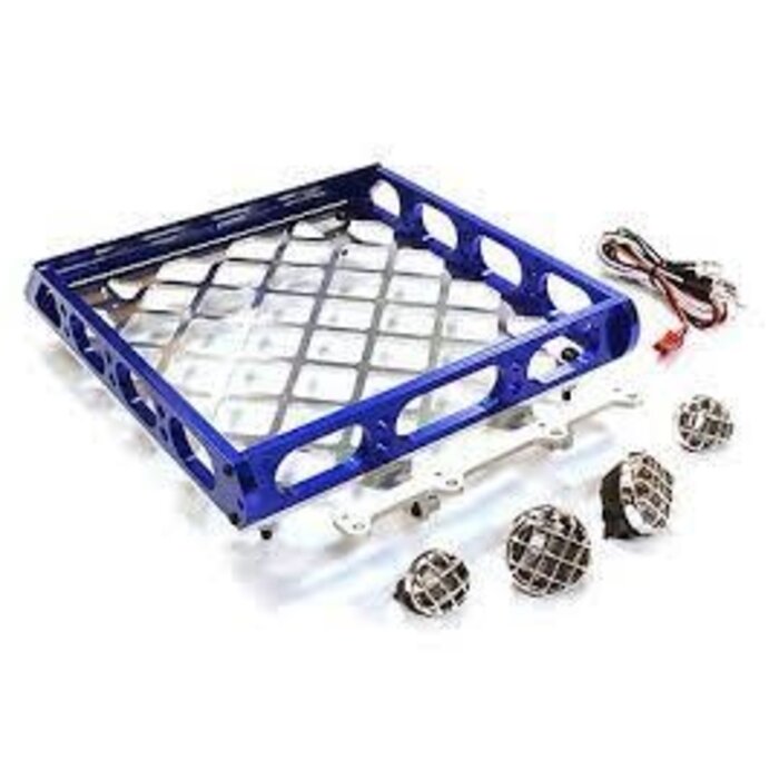 INTEGY C26596BLUE - Realistic 1/10 Scale Alloy Luggage Tray  with 4 LED  Spot Light Set LG BLUE