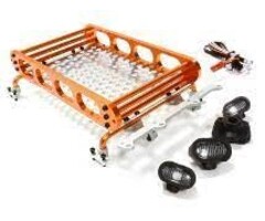 TREAL C26595ORANGE - Realistic 1/10 Scale Alloy Luggage Tray w/ 4 LED Spot Light Set ORANGE