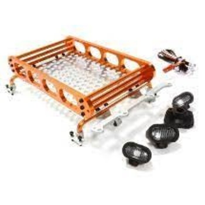 TREAL C26595ORANGE - Realistic 1/10 Scale Alloy Luggage Tray w/ 4 LED Spot Light Set ORANGE