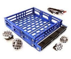 INTEGY C26899BLUE - Realistic 1/10 Scale Alloy Luggage Tray w/ 4 LED Spot Light Set SM BL