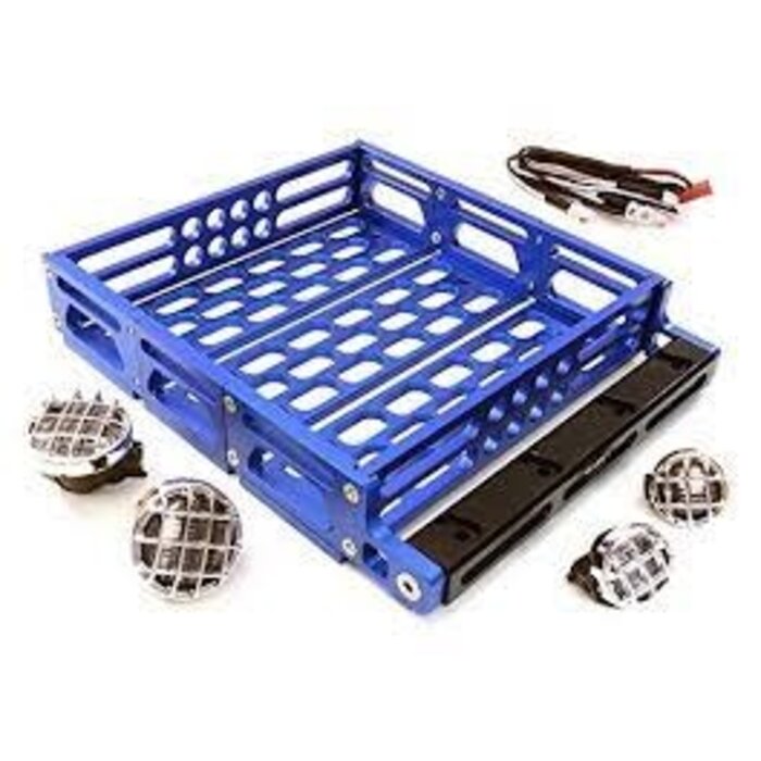 INTEGY C26899BLUE - Realistic 1/10 Scale Alloy Luggage Tray w/ 4 LED Spot Light Set SM BL