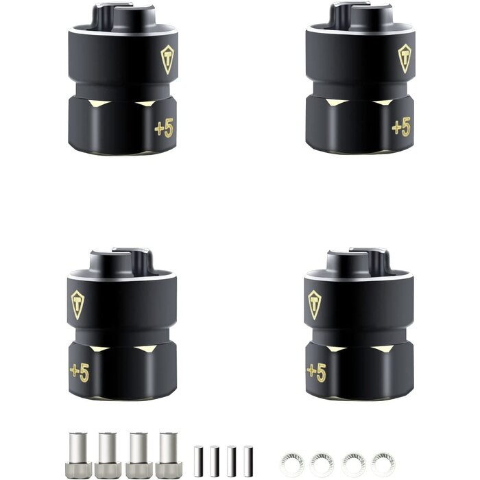 TREAL TR-EHHWS-5MM - Treal Brass Extended Hex Hubs Wheel Spacers for SCX24 Upgrades +5mm Black