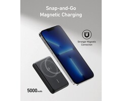 Anker 521 Magnetic Battery (PowerCore Magnetic 5K), 5000 mAh Magnetic Wireless Portable Charger with USB-C Cable, for iPhone 13 /13 Pro /13 Pro Max /13 Mini /12 /12 Pro /12 Pro Max /12 Mini (Black)