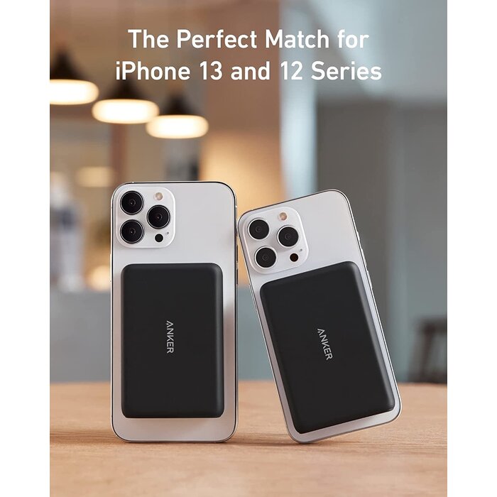 Anker 521 Magnetic Battery (PowerCore Magnetic 5K), 5000 mAh Magnetic Wireless Portable Charger with USB-C Cable, for iPhone 13 /13 Pro /13 Pro Max /13 Mini /12 /12 Pro /12 Pro Max /12 Mini (Black)
