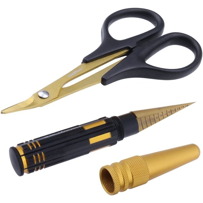 Body Reamer 0-14mm Hole Puncher w/Sleeve & Curved Scissors Set for RC Car Bodyshell Hobby Tools