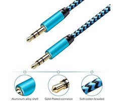 AUX Cord for Car, 10Ft 3.5mm Auxiliary Audio Cable, Braided Stereo AUX Chords Compatible Headphone Car, iPhone, iPod, Samsung Galaxy, HTC, LG, Google Pixel, Tablet Male to Male Extension
