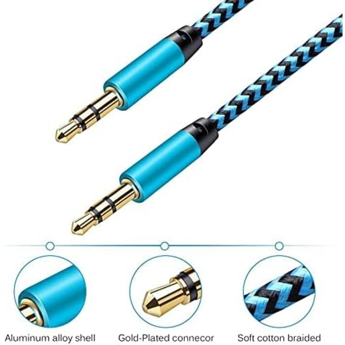 AilkinDirect  AUX Cord for Car, 10Ft 3.5mm Auxiliary Audio Cable, Braided Stereo AUX Chords Compatible Headphone Car, iPhone, iPod, Samsung Galaxy, HTC, LG, Google Pixel, Tablet Male to Male Extension