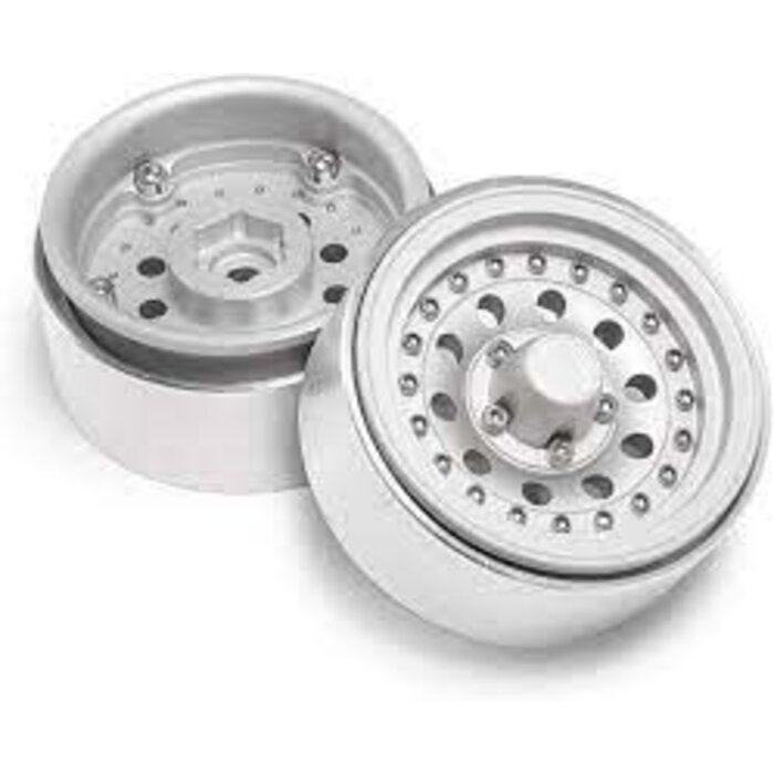 1.9" Alloy Metal Beadlock Wheel Rims for 1/10 RC Crawler SCX10 90046 D90 Trx4 (Bright Silver)