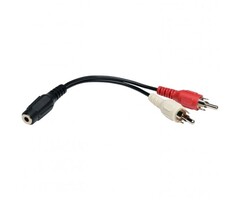 Female 3.5mm Stereo to 2 Male RCAs Y-Splitter Cable, 6"