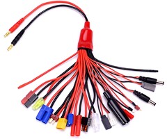19-in-1 Lipo Battery Charger Adapter Convert Cable Banana Plug to JST/T-Plug/XT60/EC3/EC5/HXT 4mm for RC Car Drone