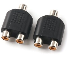 RCA Female to Two RCA Female Audio Heads, RCA F One-Two RCA F Stereo Interconnect Audio Adapter, (RCA F-2xRCA F)