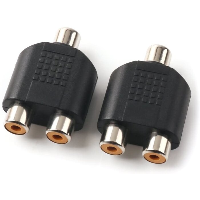 RCA Female to Two RCA Female Audio Heads, RCA F One-Two RCA F Stereo Interconnect Audio Adapter, (RCA F-2xRCA F)