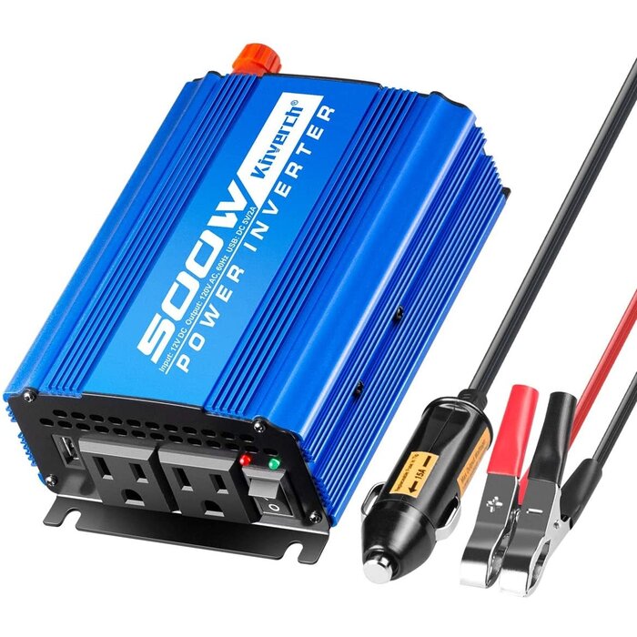500W Continuous/1000W Peak Car Power Inverter DC 12V to AC 110V Adapter with 2 AC Outlets and 2A USB Charging Port