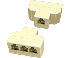 3-WAY-SPLIT - NECABLES - Phone Splitter 3 Way Telephone Adapter RJ11 6P4C 1 Female to 3 Females for Landline and Fax Ivory